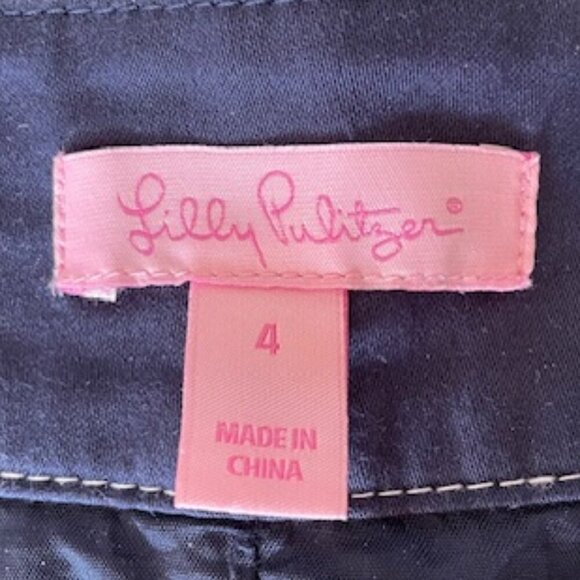 LILLY PULITZER Navy Button Accent 8 Panel Skirt Pink Label 4 - Picture 12 of 16